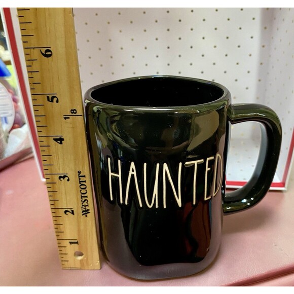 Rae Dunn Artisan Collection HAUNTED Black Coffee Mug Cup Magenta 2019 Halloween - Picture 6 of 8